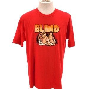 BLIND Logo Skateboard Streetwear Old School OG Red Men's T-shirt Large Cygnus